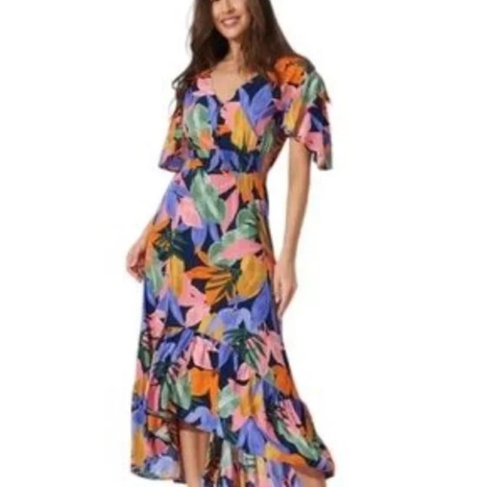 NWT ATL Abel The Label Leonard Floral V-Neck Midi Dress Purple Anthropologie